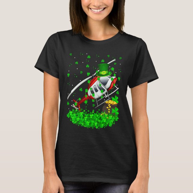 Irish Shamrock Leprechaun Helicopter St Patrick's  T-Shirt (Front)