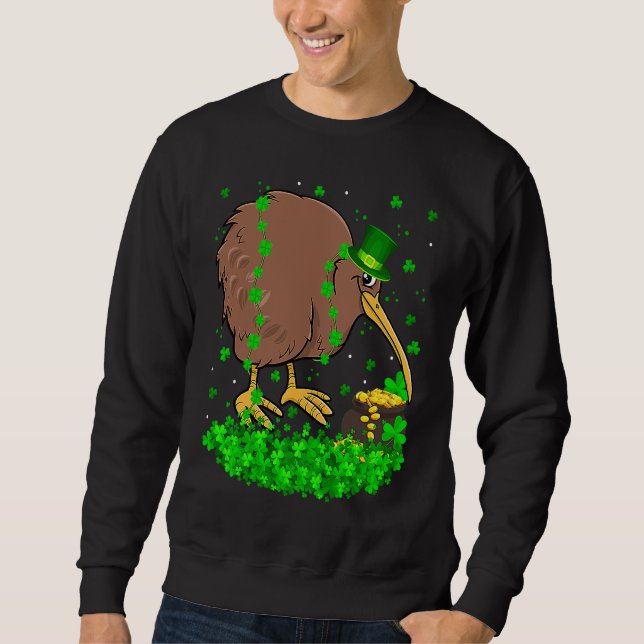 Irish Shamrock Leprechaun Kiwi Bird St Patrick's D Sweatshirt (Front)