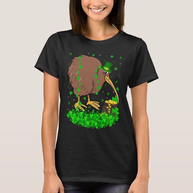 Irish Shamrock Leprechaun Kiwi Bird St Patrick's D T-Shirt (Front)