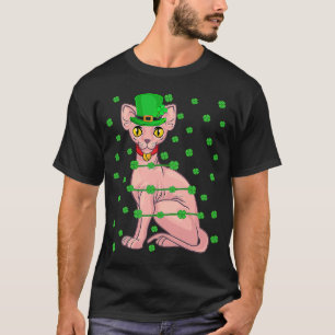 Irish Shamrock Leprechaun Sphynx Cat St Patrick's T-Shirt