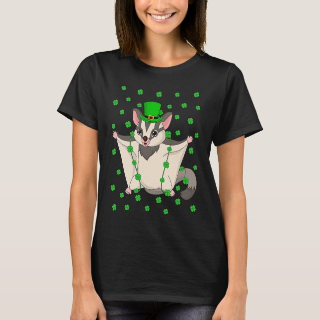 Irish Shamrock Leprechaun Sugar Glider St Patrick' T-Shirt (Front)