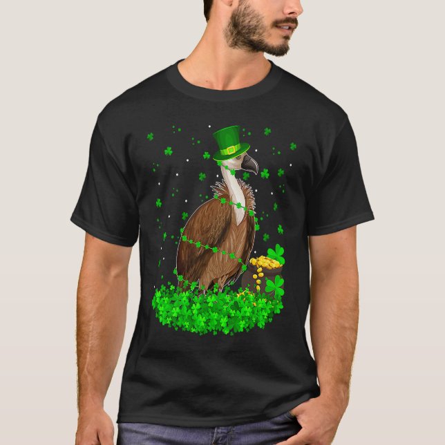 Irish Shamrock Leprechaun Vulture Bird St Patrick' T-Shirt (Front)