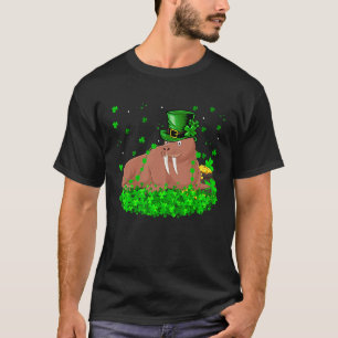 Irish Shamrock Leprechaun Walrus St Patrick's Day T-Shirt