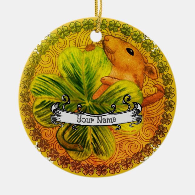 Irish shamrock  Mouse  custom ornaments (Front)