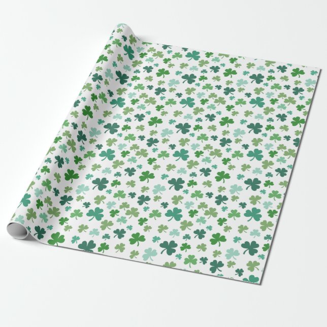 Irish Shamrock Muted Color Wrapping Paper (Unrolled)