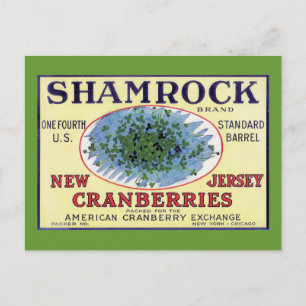 Irish Shamrock New Jersey Cranberry Postcard