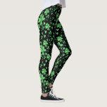 Irish Shamrock Pattern | Green and Black Leggings<br><div class="desc">All over print leggings with Irish Shamrock Pattern with 4 leaf clover and love hearts in green and black. Perfect for St Patrick's Day.</div>