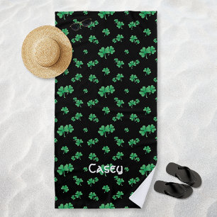 Irish Shamrock Pattern Personalised Beach Towel