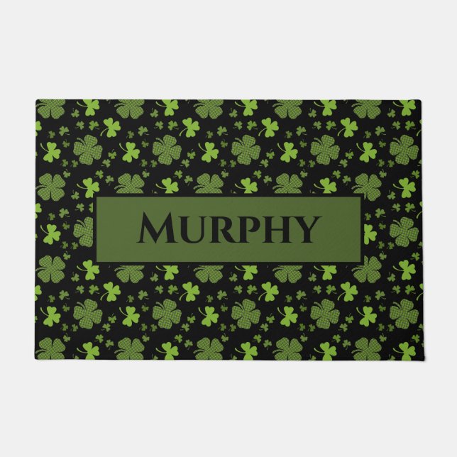 Irish Shamrock Personalised Doormat (Front)