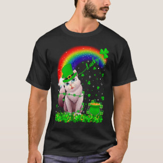 Irish Shamrock Rainbow Lucky Balinese Cat St Patri T-Shirt