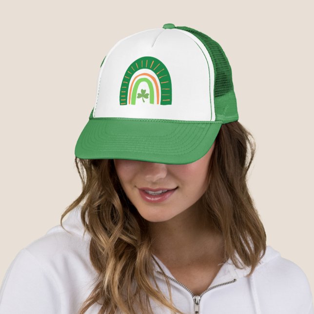 Irish Shamrock Rainbow Trucker Hat (In Situ)