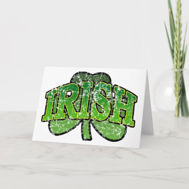Irish Shamrock Retro Greeting Card (Front)