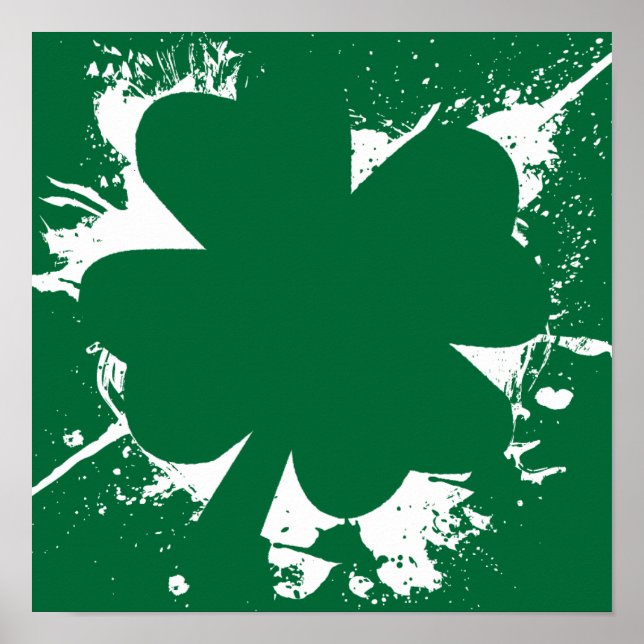 Irish Shamrock Splatter Poster (Front)