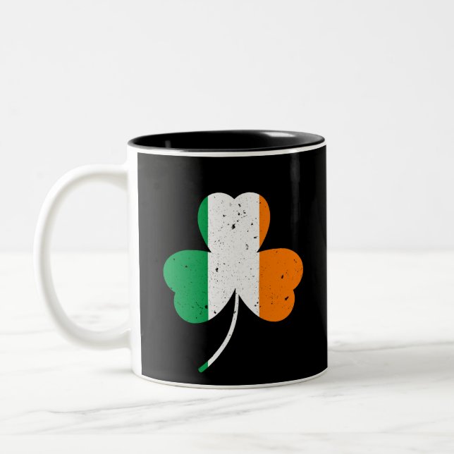 Irish Shamrock St Patrick's Day Two-Tone Coffee Mug (Left)