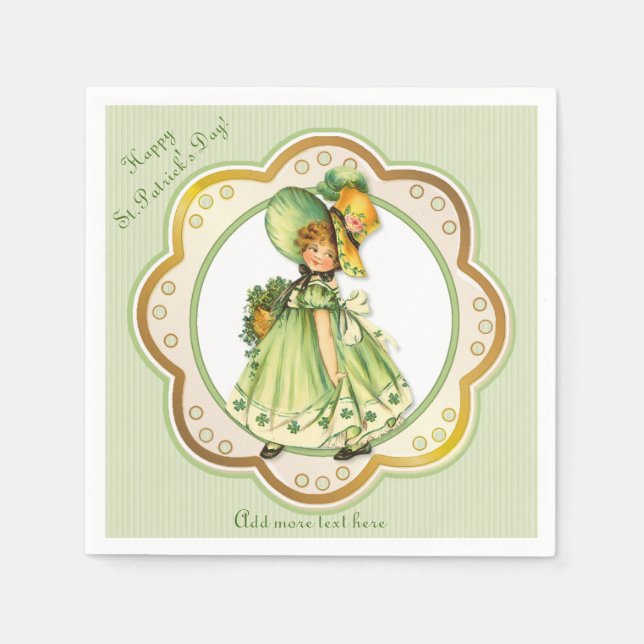 Irish Shamrock Stroll Girl Napkins (Front)
