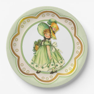 Irish Shamrock Stroll Girl Paper Plate