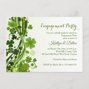 Irish Shamrock, swirls Engagement Party Invitation