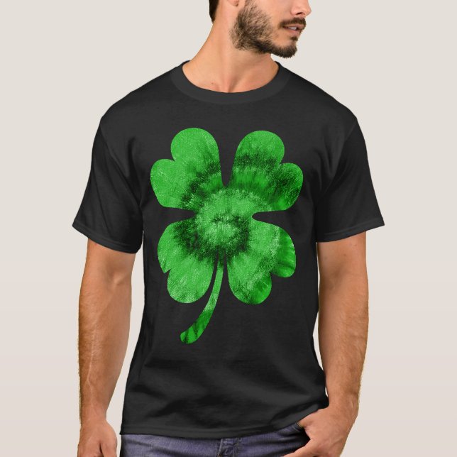 Irish Shamrock Tie Dye Happy St Patrick's Day Go L T-Shirt (Front)