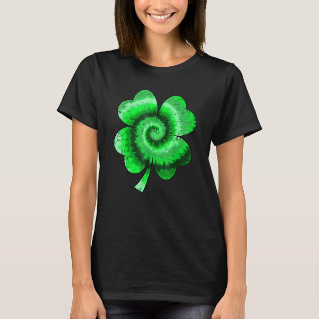 Irish Shamrock Tie Dye Happy St Patrick's Day Go L T-Shirt (Front)