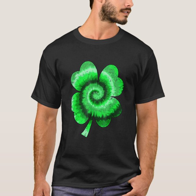 Irish Shamrock Tie Dye Happy St Patrick's Day Go L T-Shirt (Front)