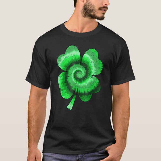 Irish Shamrock Tie Dye Happy St Patrick's Day Go L T-Shirt (Front)