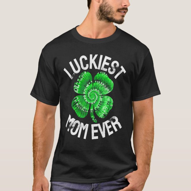 Irish Shamrock Tie Dye Happy St Patricks Day Go Lu T-Shirt (Front)