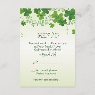 Irish Shamrock Wedding Reply Invitation