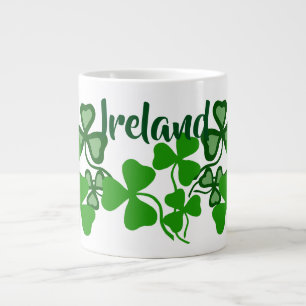 Irish shamrock, white, Ireland, green clover 8 Large Coffee Mug