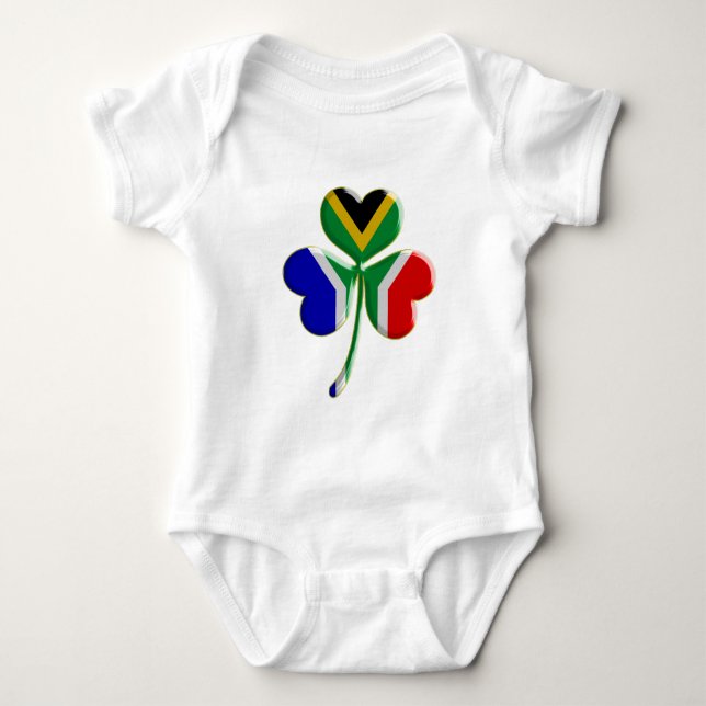 Irish Shamrock with South African Flag Baby Bodysuit (Front)