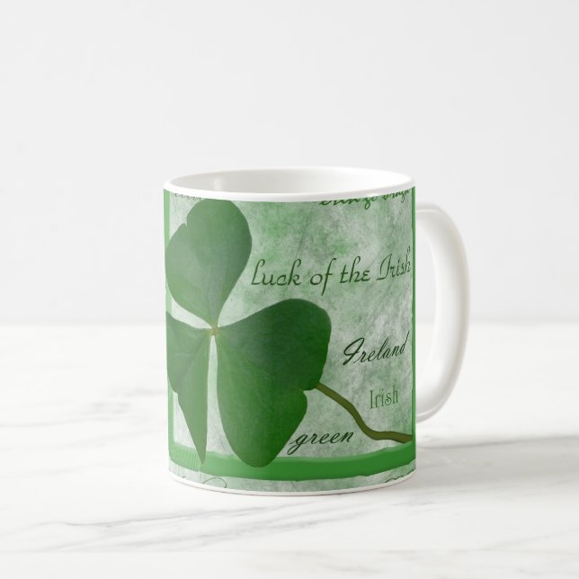 Irish shamrock word cloud coffee mug (Front Right)