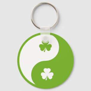 irish shamrock ying and yang key ring