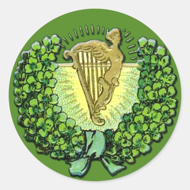 Irish Shamrocks and Harp Stickers (Front)