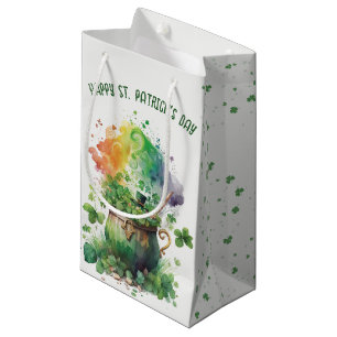 Irish Shamrocks and Rainbow Pot Small Gift Bag