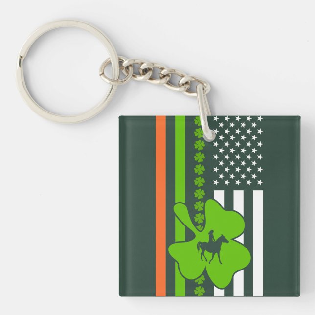 Irish Shamrocks Flag  Key Ring (Front)