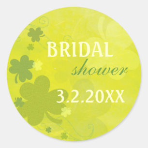 Irish Shamrocks Green Bridal Shower Classic Round Sticker