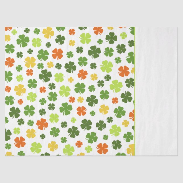 Irish Shamrocks St Patricks Day Two Tone Colourful Tissue Paper (Front)