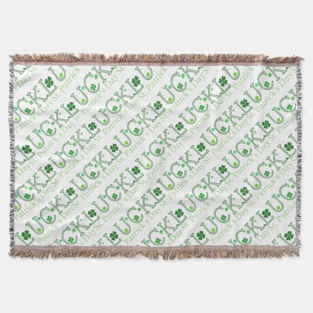 Irish Shamrocks Throw Blanket (Front)