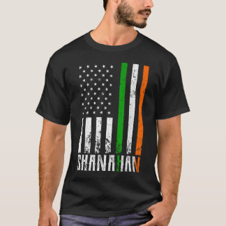 Irish SHANAHAN Family American Flag Ireland Flag T-Shirt