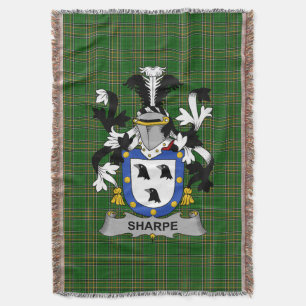 Irish Sharpe Coat of Arms Family Crest Ireland Throw Blanket