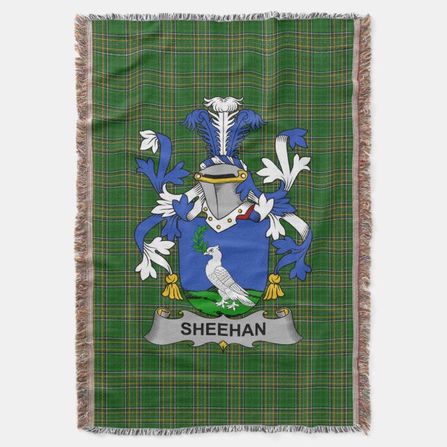  Irish Sheehan or O_Sheehan Coat of Arms Family Cr Throw Blanket (Front Vertical)