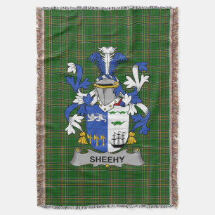 Irish Sheehy or McSheehy Coat of Arms Family Cres Throw Blanket