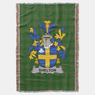 Irish Shelton Coat of Arms Family Crest Ireland Throw Blanket