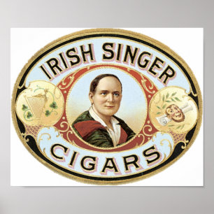 Irish Singer Cigar Label Poster