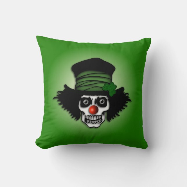Irish Skeleton Clown Green Cushion (Front)