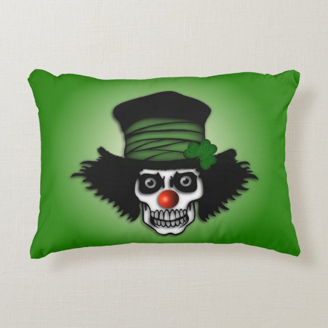 Irish Skeleton Clown Green Decorative Cushion (Front)
