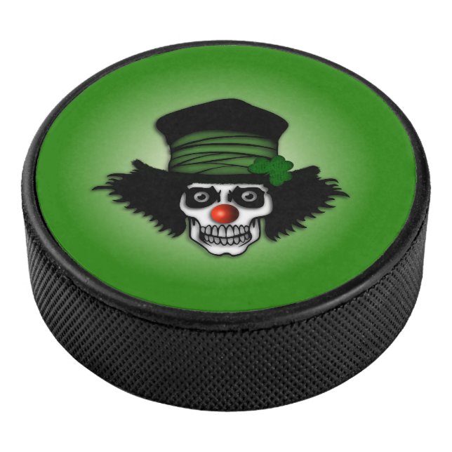 Irish Skeleton Clown Green Hockey Puck (3/4)