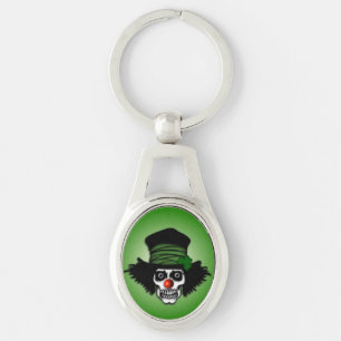 Irish Skeleton Clown Green Key Ring