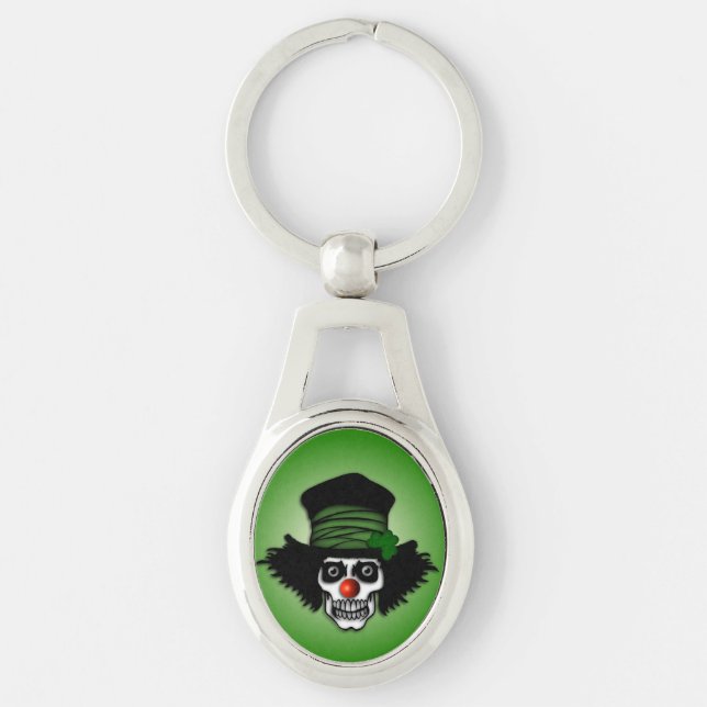Irish Skeleton Clown Green Key Ring (Front)