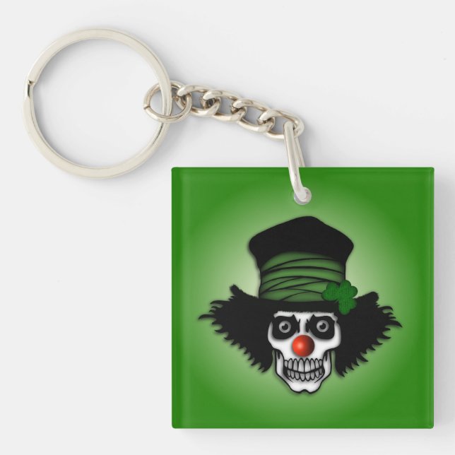 Irish Skeleton Clown Green Key Ring (Front)