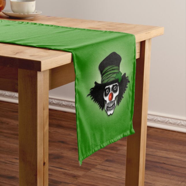 Irish Skeleton Clown Green Long Table Runner (In Situ)